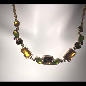 Color drops gold tone necklace and earrings set